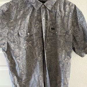 Howler Brothers Charcoal Gray and White Patterned Shirt
